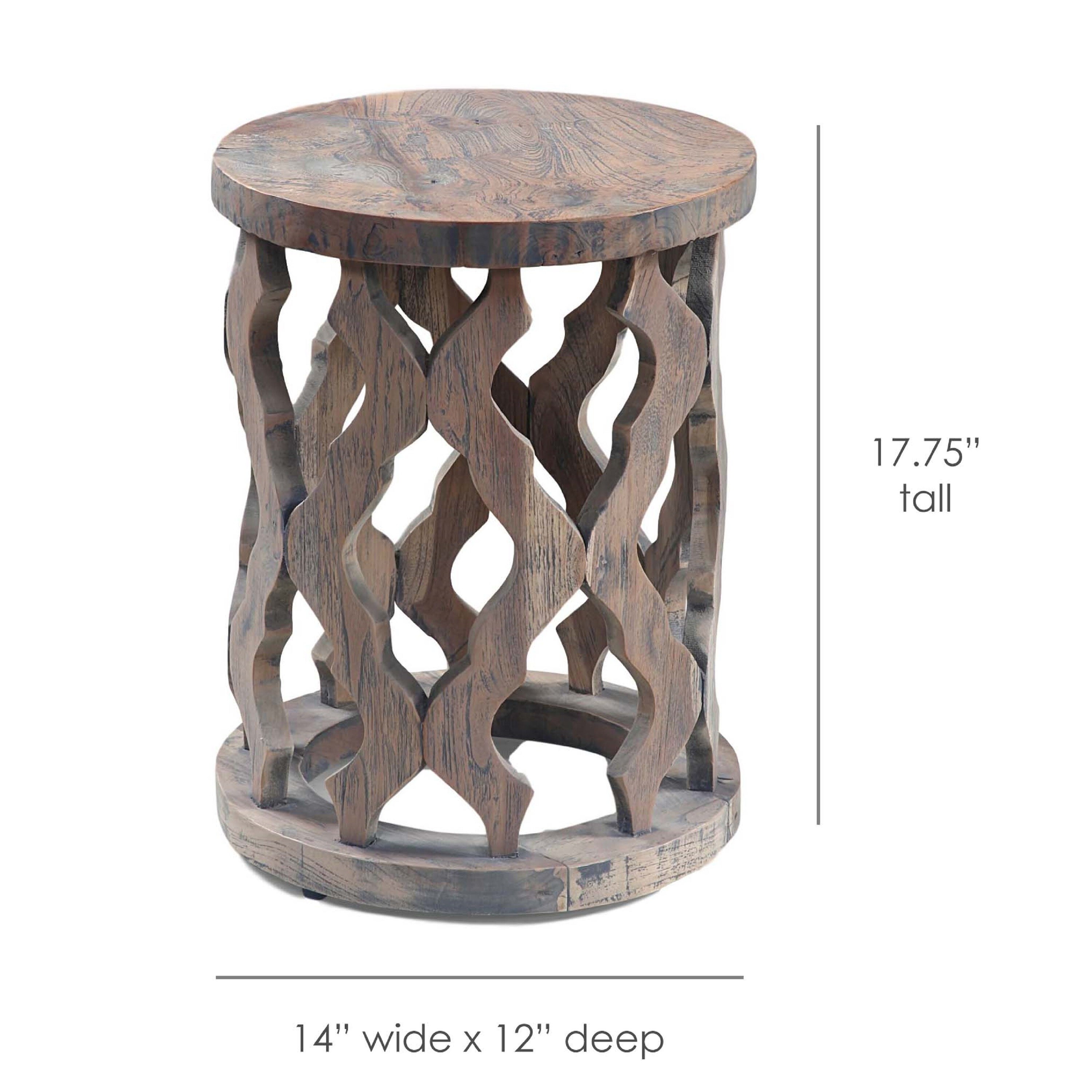Natural Teak Wood End Table Carved Wooden Accent Table For Home On Sale Overstock 32615764