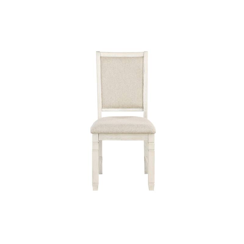 Adrea Antique White Fabric Round Dining Room Set