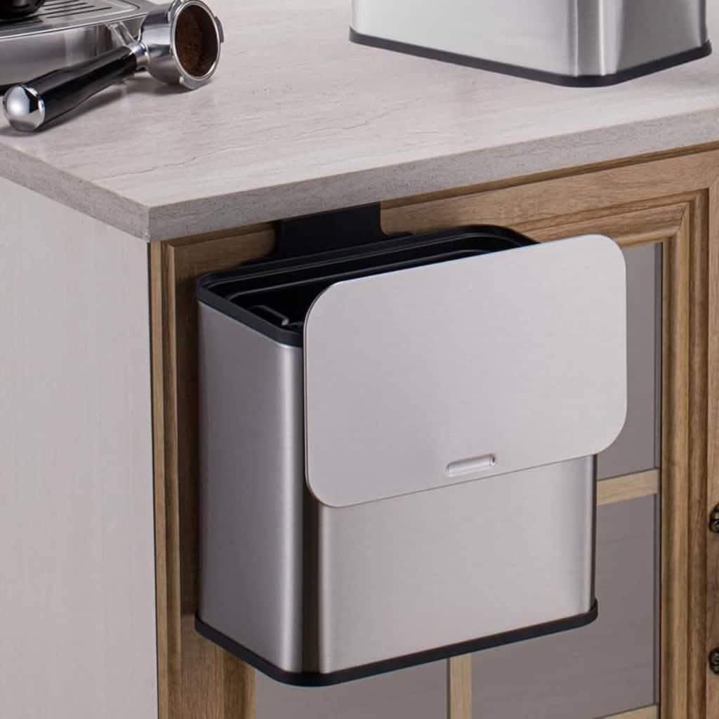 1.3 Gallon Hanging Kitchen Trash Can with Lid, Wall-Mounted Waste Bin