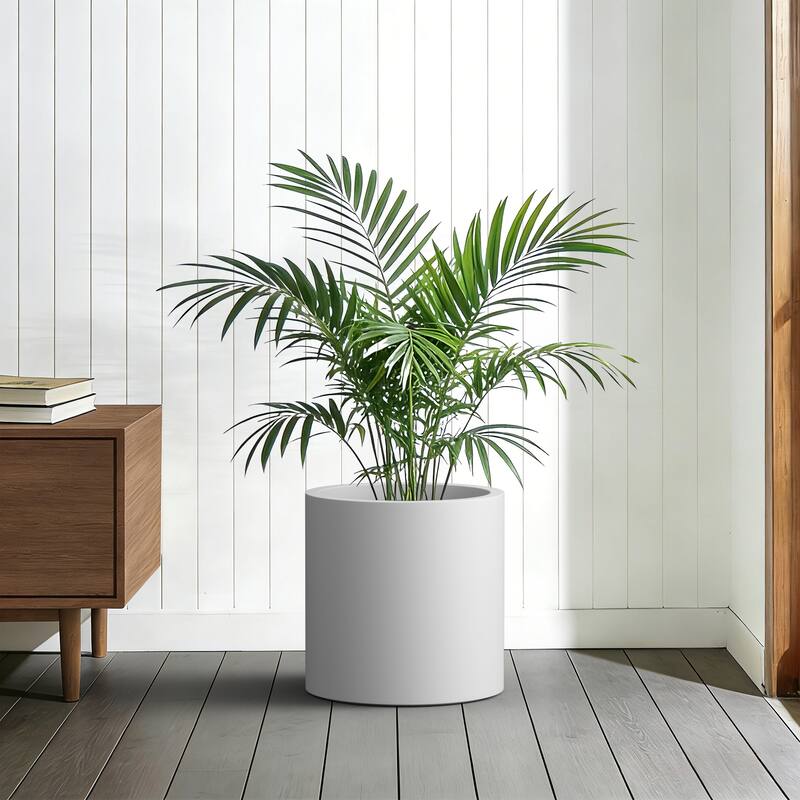 Concrete Tall Round Pot Cylindrical Flower Planter with Drainage Hole