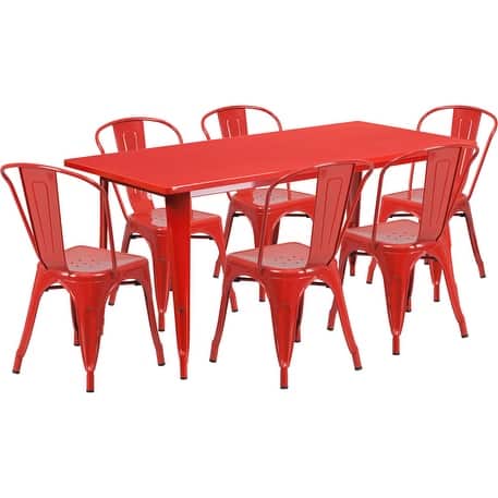 Kendrick Rectangular x 63'' Red Metal Indoor-Outdoor Table