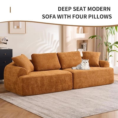 4-Seater Compression Sofa, Crochet Yarn Fabric, Soft Cushions