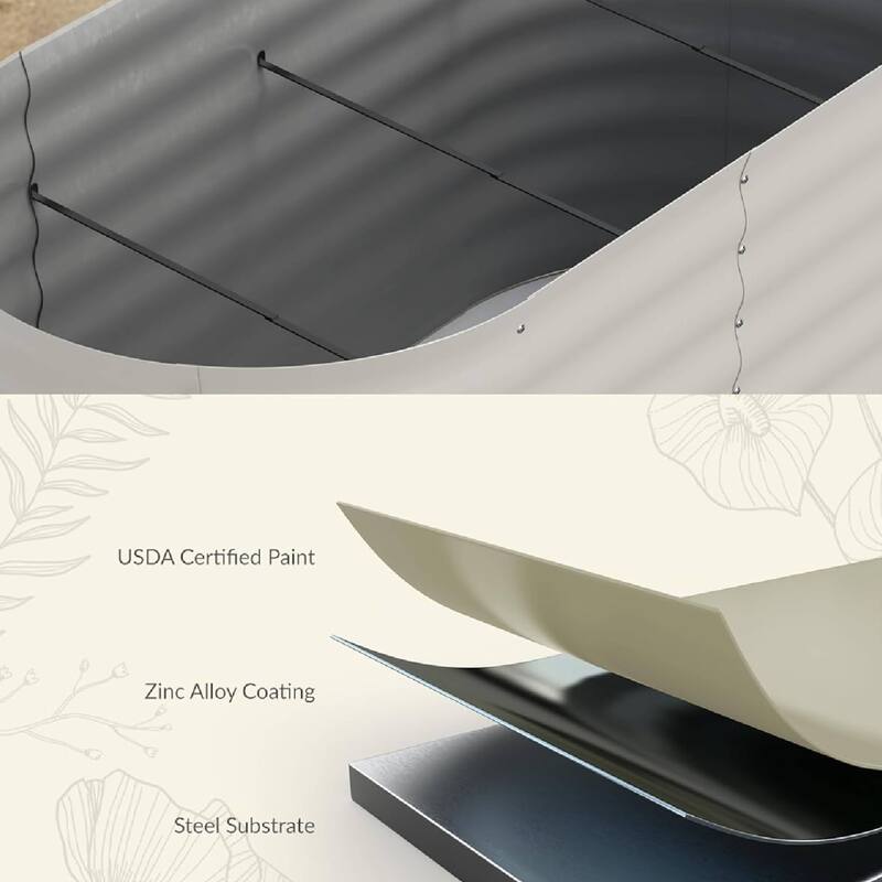 8x4x2ft 2Pcs Galvanized Raised Garden Bed Planter Boxes Outdoor, Off-White for Vegetables, Fruits, Flowers, Herbs - N/A