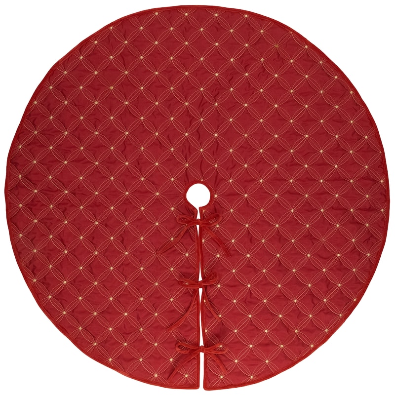 Round Quilted Tree Skirt - 60" - Red