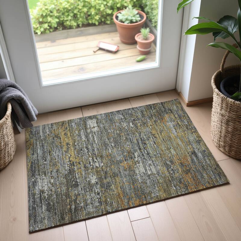 Premium Washable Super Soft Abstract Glam Mayfield Rug - Gold - 1'8" x 2'6"