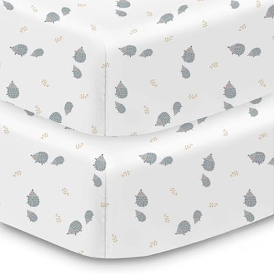 BreathableBaby Cotton Percale Fitted Sheet, For 52" x 28"/132 x 71 cm Crib & Toddler Bed Mattress, Prints (2-Pack)