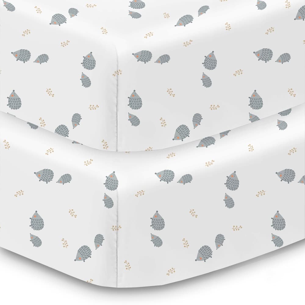 BreathableBaby Cotton Percale Fitted Sheet, For 52" x 28"/132 x 71 cm Crib & Toddler Bed Mattress, Prints (2-Pack)