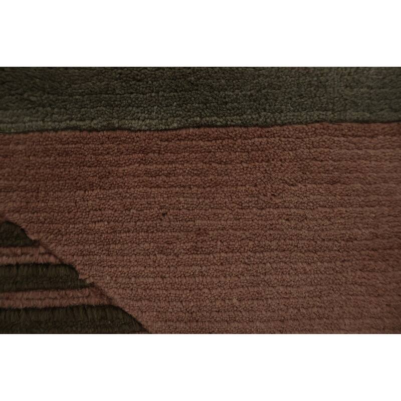 Hand Knotted Oriental 100% Wool Carpet Modern Geometric Pink Nepalese Area Rug - 8' 3'' X 4' 11''