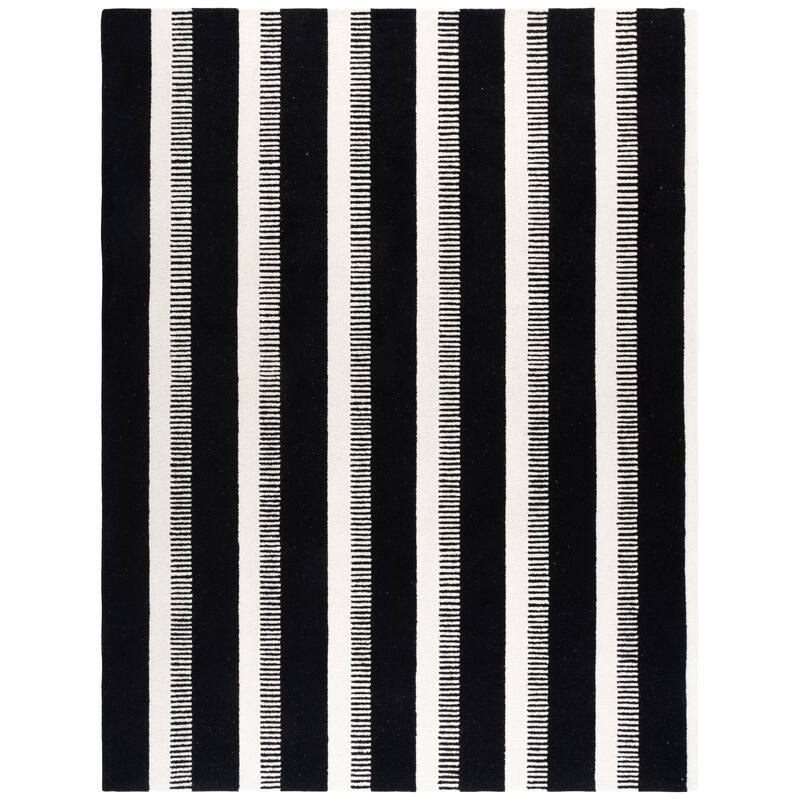 SAFAVIEH Handmade Genre Hilbjorg Modern Striped Wool Rug - 9' x 12' - Black/Ivory