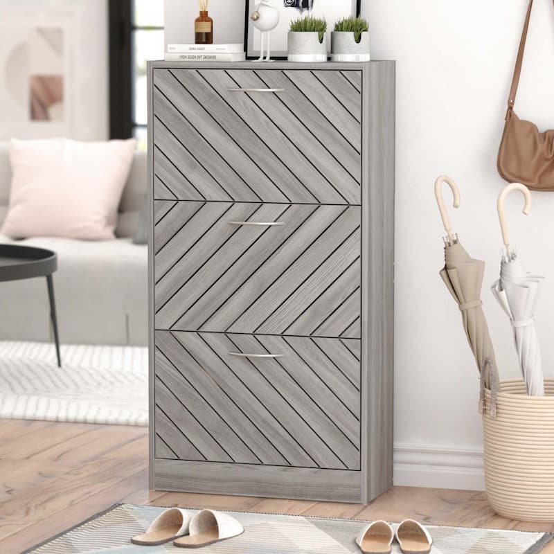 22.4"W Three Drawers Shoe Storage Cabinet,Fold-out Drawer