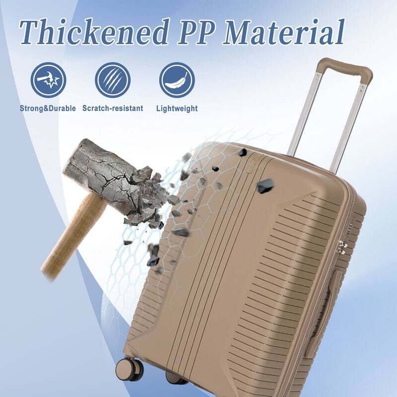 20/24/28" PP Material 3 Piece Carry on Luggage Sets w/Spinner Wheels