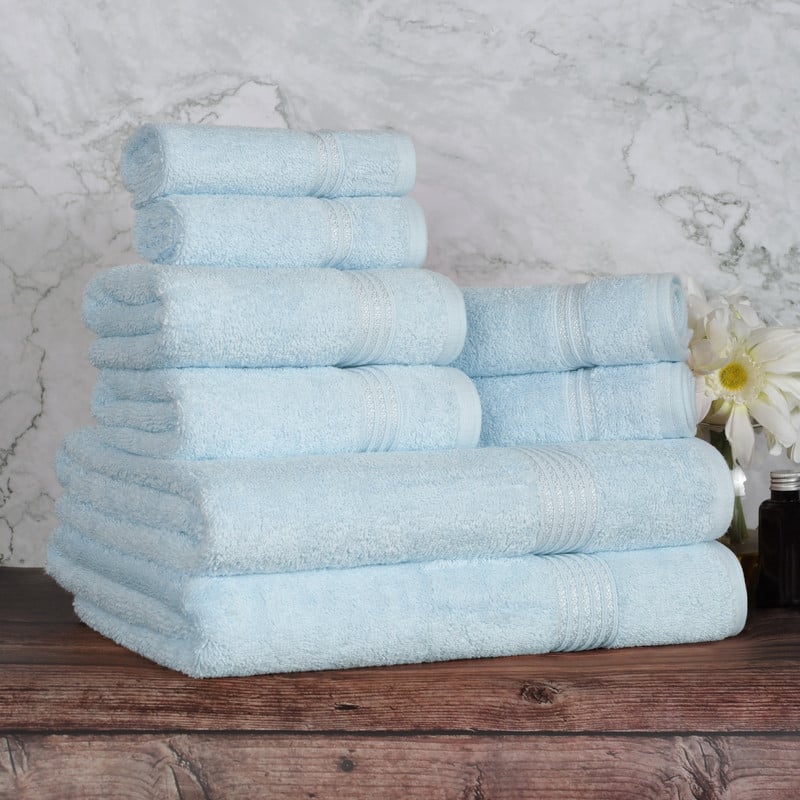 Blue Nile Mills Ibiza Egyptian Cotton 8 Piece Towel Set - Light Blue