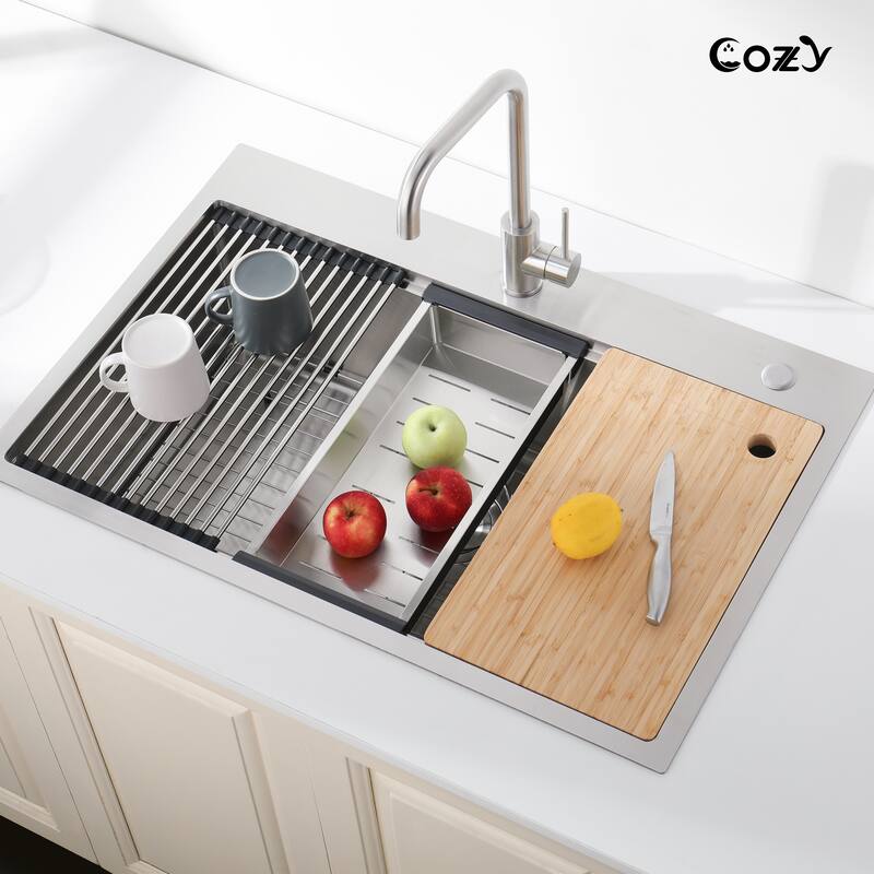 Stainless Steel Kitchen Sink, 30″x19″ Single Bowl, Undermount HandmadeSink in Black, with US Standard Drain and Hook