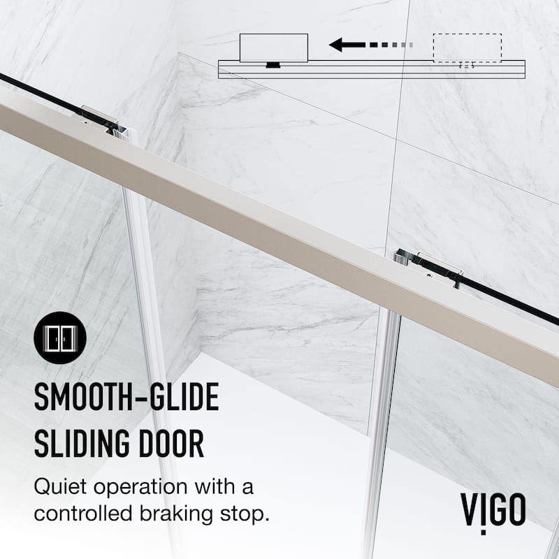 VIGO Paloma 56 to 60 in. W x 74 in. H Semi-Frameless Double-Sliding Shower Door with Clear Tempered Glass