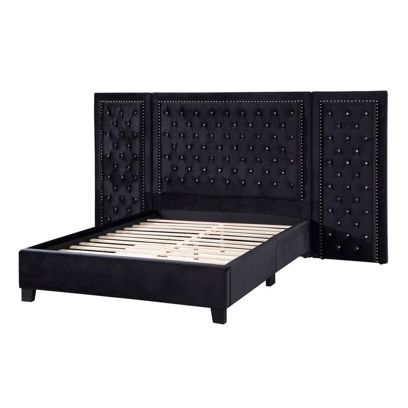 Shiloh Black Platform Bed with Button Tufted - King