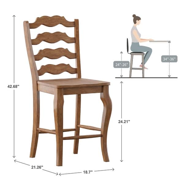 Eleanor French Ladder Back Wood Counter Chair (Set of 2) by iNSPIRE Q Classic