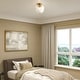 preview thumbnail 3 of 7, Rennnsan 1-Light Vintage Ribbed Glass & Brass Flush Mount Ceiling Light for Bedroom - 1 Light