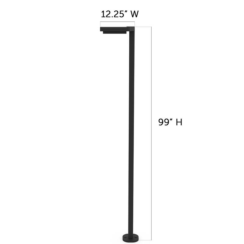 Contemporary Square Black Aluminum Solar Lamp Post Light with 3-Colors