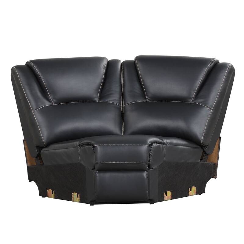 Modern Faux Leather Manual Reclining with LED Light Strip with 2 Cup Holders