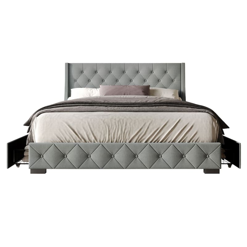 Olympia Tufted Upholstered Storage Platform Bed