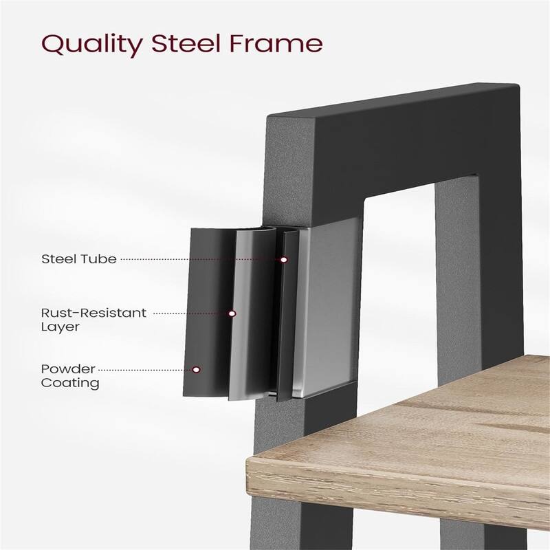 Ladder Shelf 5 Tier Bookshelf Storage Rack Bookcase with Steel Frame - 13.6"D x 22"W x 67.5"H