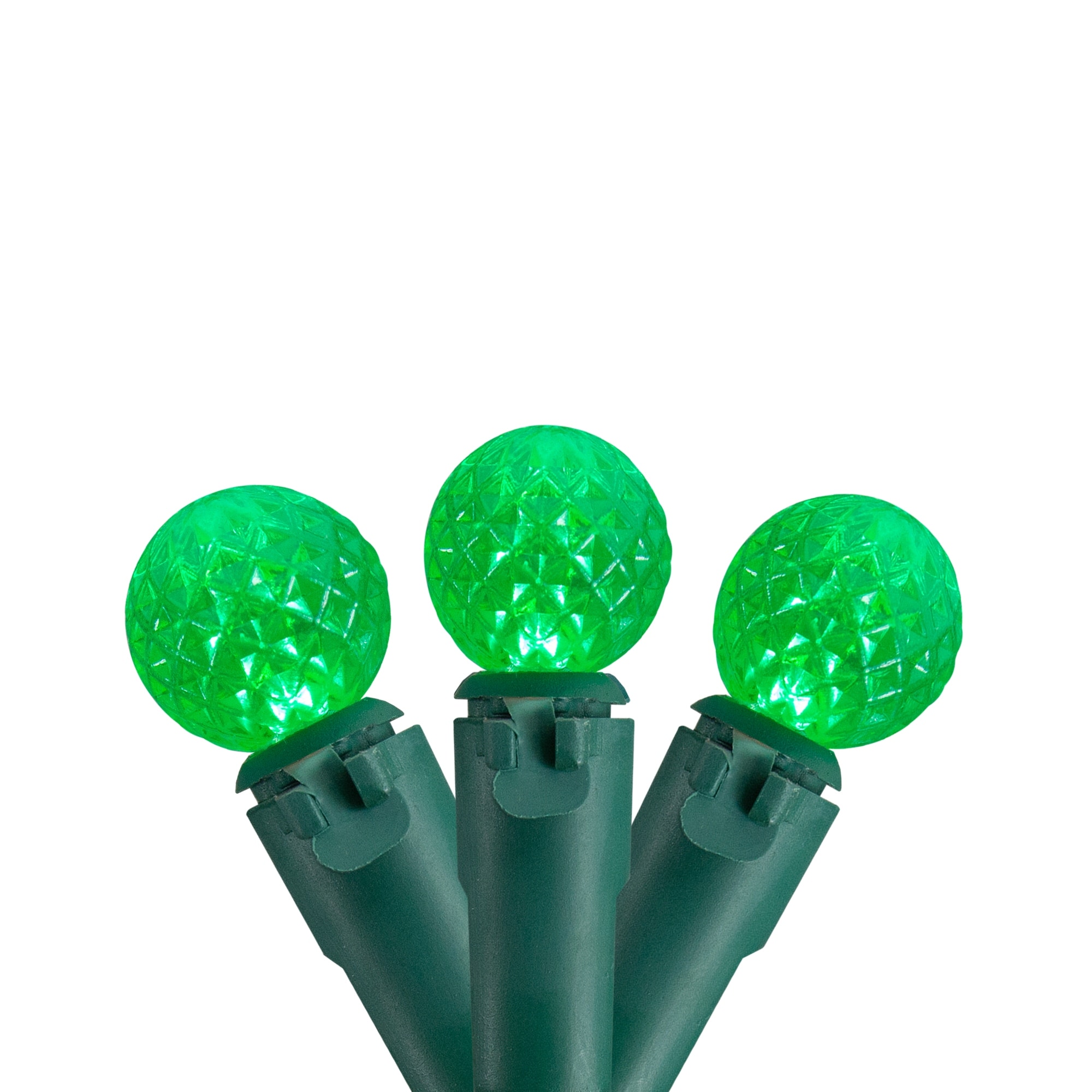50 Count Green LED G12 Berry Mini Christmas Lights - 15 ft Green Wire