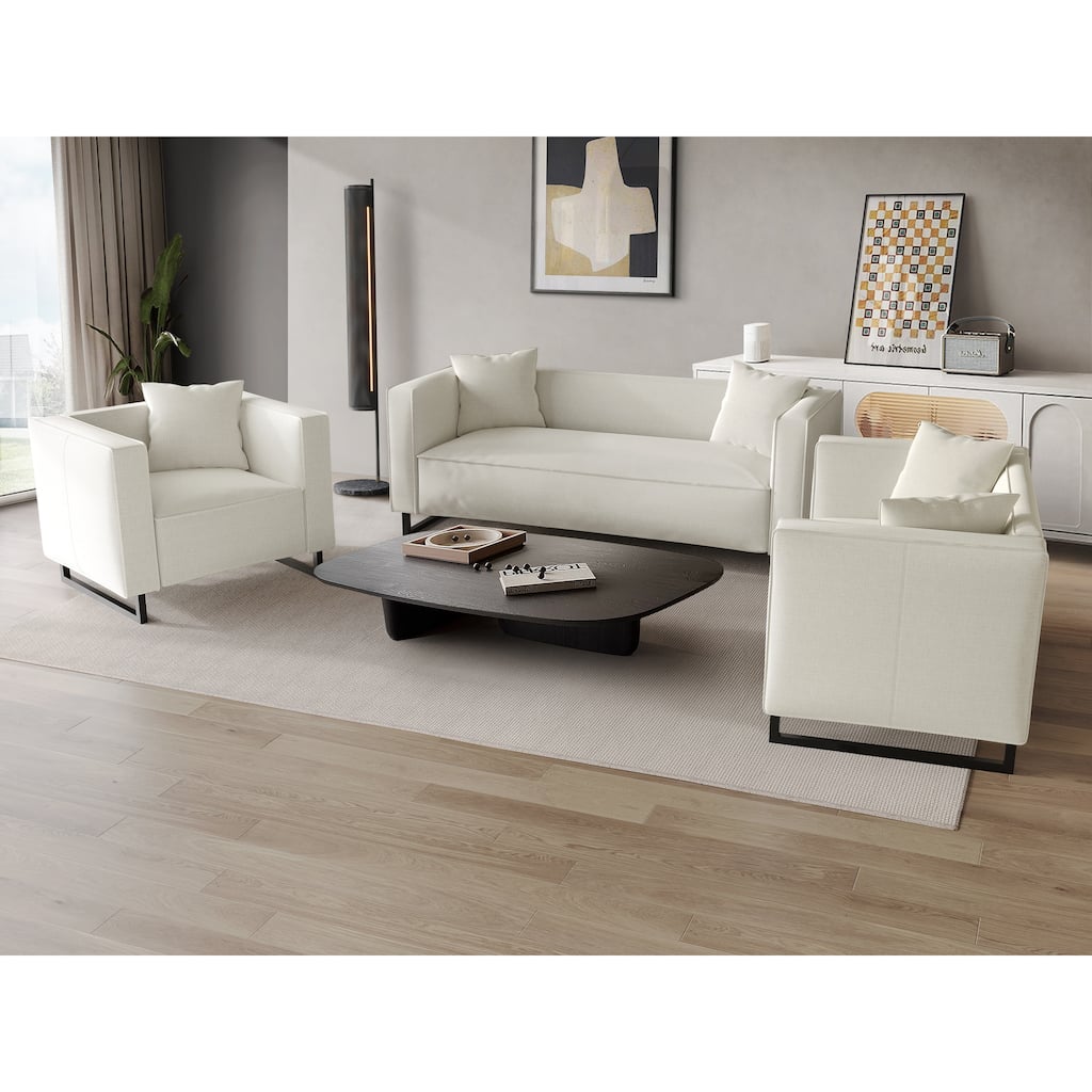 CraftPorch Mid Century Modern 3- Pieces Upholstered Living Room Set