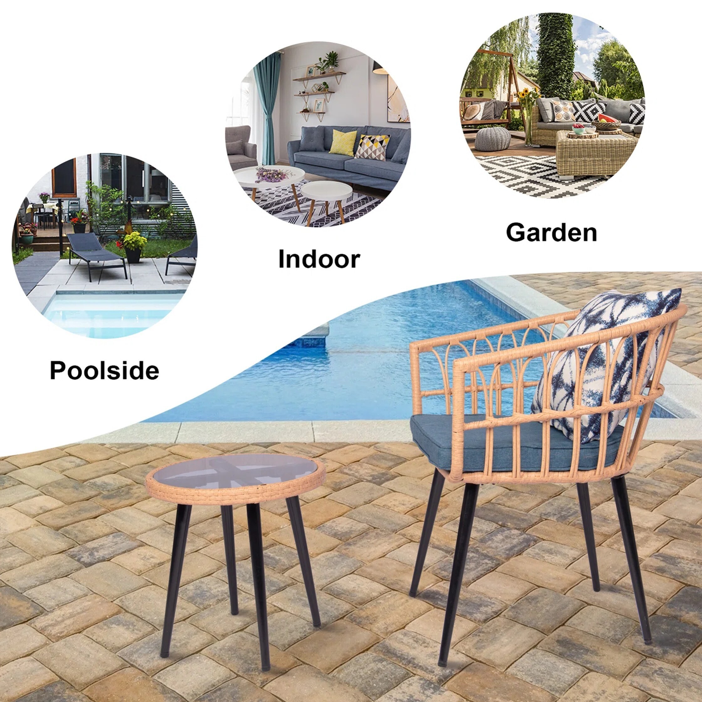 Patio bistro store set with cushions