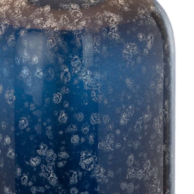 30" Set of 2 Blue Crystal Table Lamps with White Fabric Drum Shade and Cylinder Shape Base for Bedroom - 30”H x 17”W x 17”D