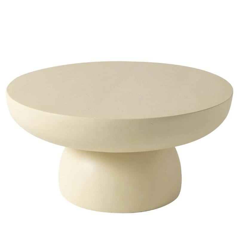 Ruben 27" Round Fiberstone Coffee Table with Powder-Coated Finish