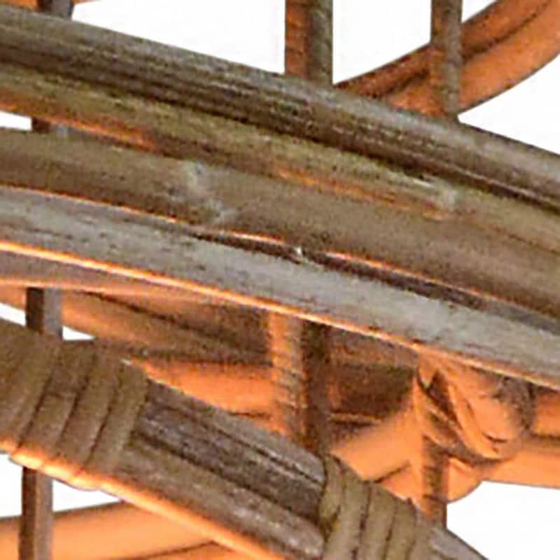 Ralley Iron and Rattan Hanging Pendant Light, Medium Brown