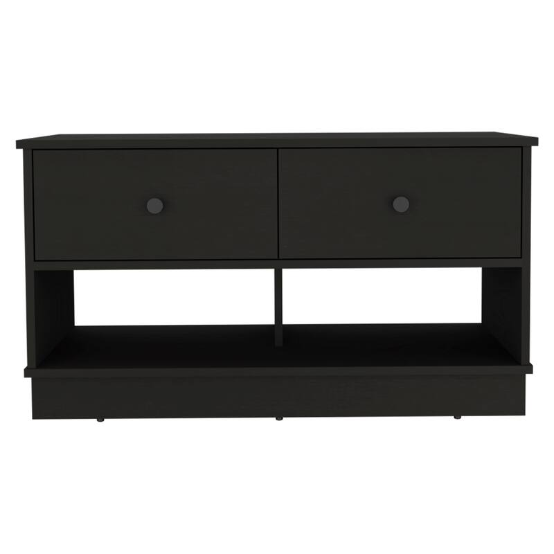 Hamilton 36-inch Wide Storage Bench with 2 Open Shelves and 2 Drawers