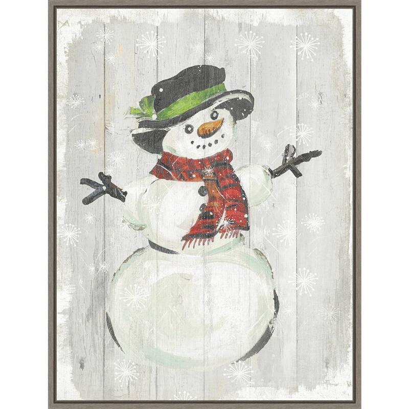 Holiday Snowman by PI Studio Framed Canvas Wall Art