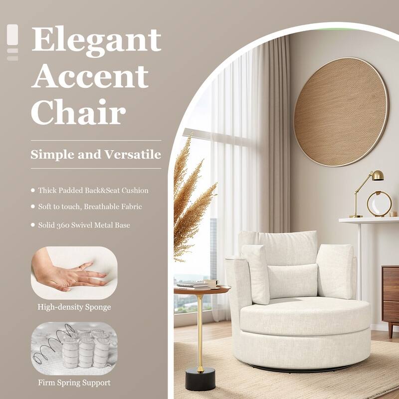 Swivel 34.7" Wide Comfortable Chenille Accent Chair (Set of 2)