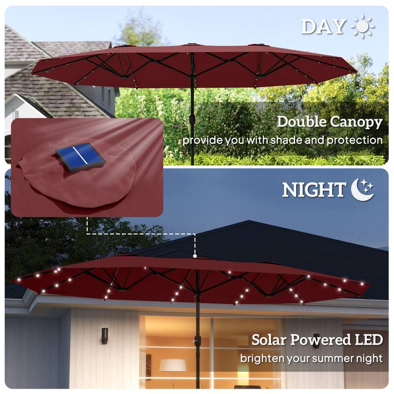 Double-Sided Large Patio Umbrella with Crank Handle Outdoor Canopy for Backyard Garden or Patio