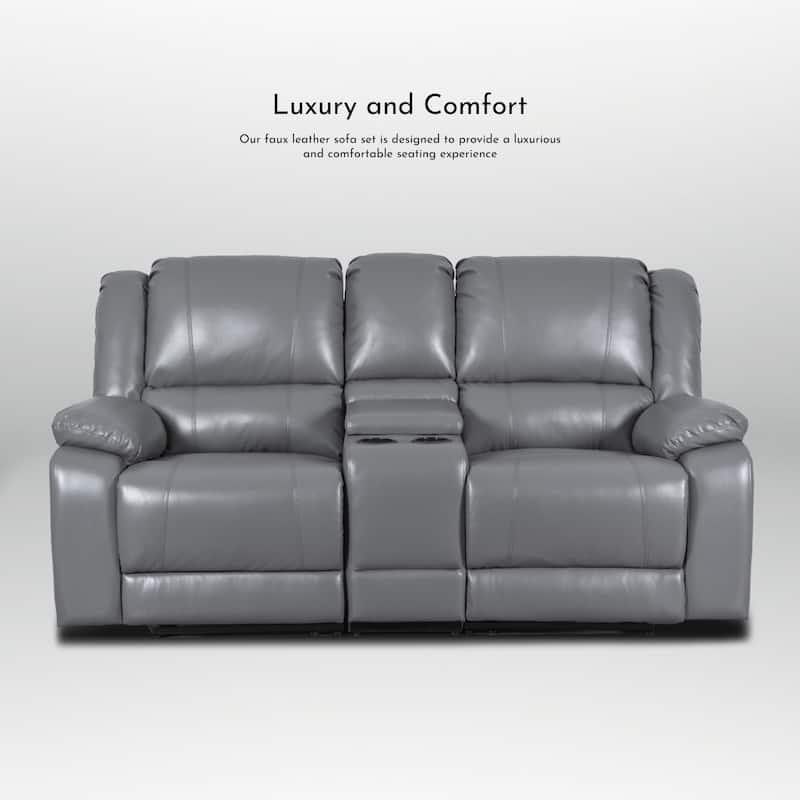 72" Width Modern Contemporary Faux Leather Manual Reclining Loveseat