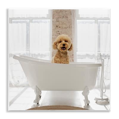 Stupell Happy Puppy in Bathtub Wall Plaque Art Design By CAD Designs