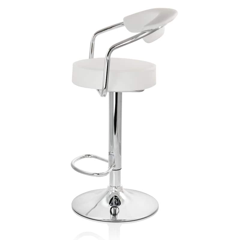 Faux Leather Retro Adjustable Swivel Bar Stool White Set of 2