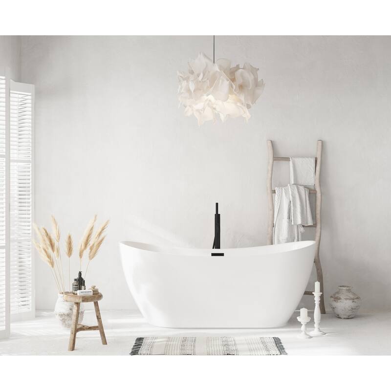Morris Bathtub in Glossy White - Glossy White with Matte Black Trim - 67"
