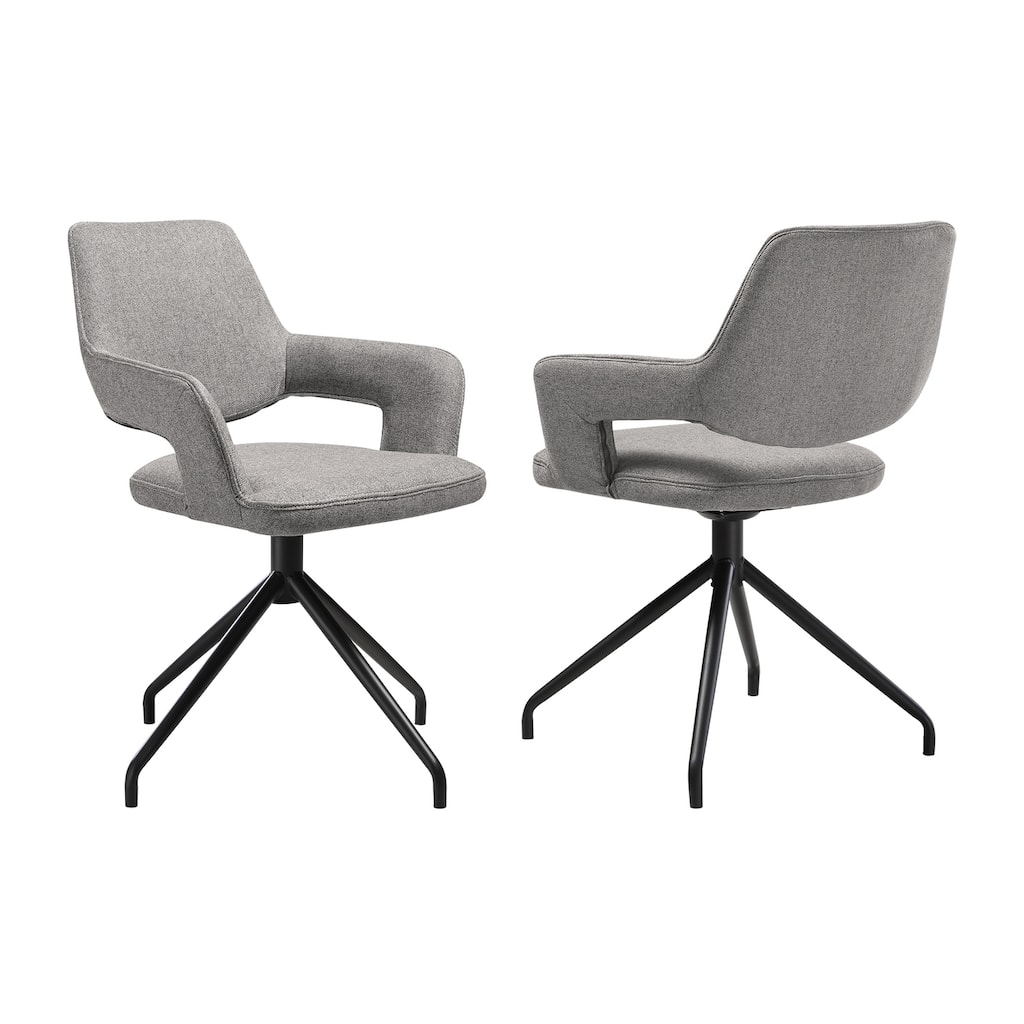 Swivel Dining Chairs Set of 2 with Gray Upholstery, Metal Legs, Kitchen Accent Seating - 23