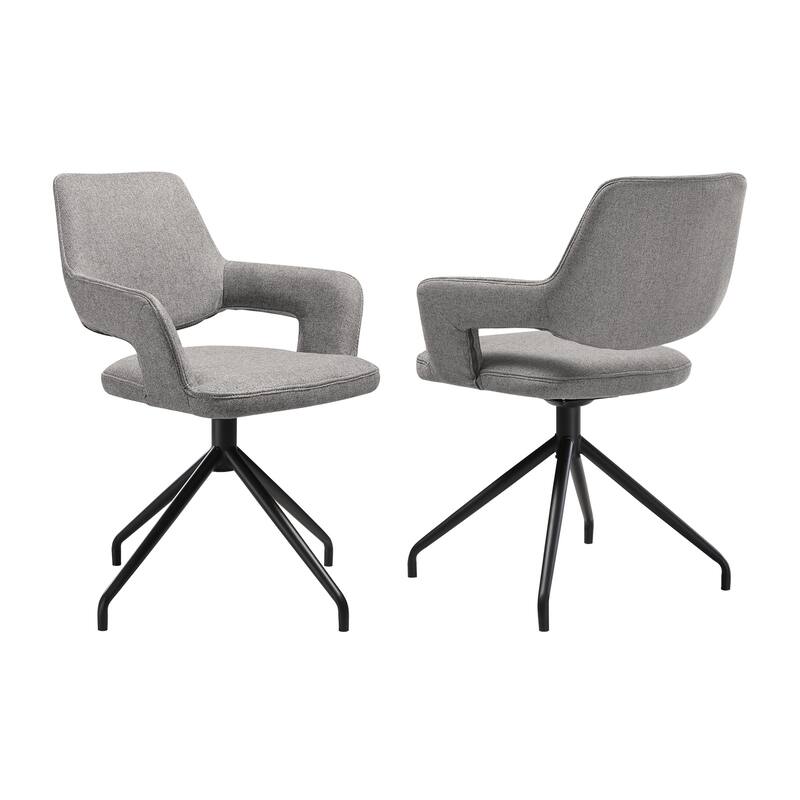 Swivel Dining Chairs Set of 2 with Gray Upholstery, Metal Legs, Kitchen Accent Seating - 23