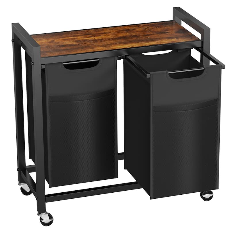 Laundry Hamper with Pull-Out Removable Sorter Bags - 2Bucket - Black