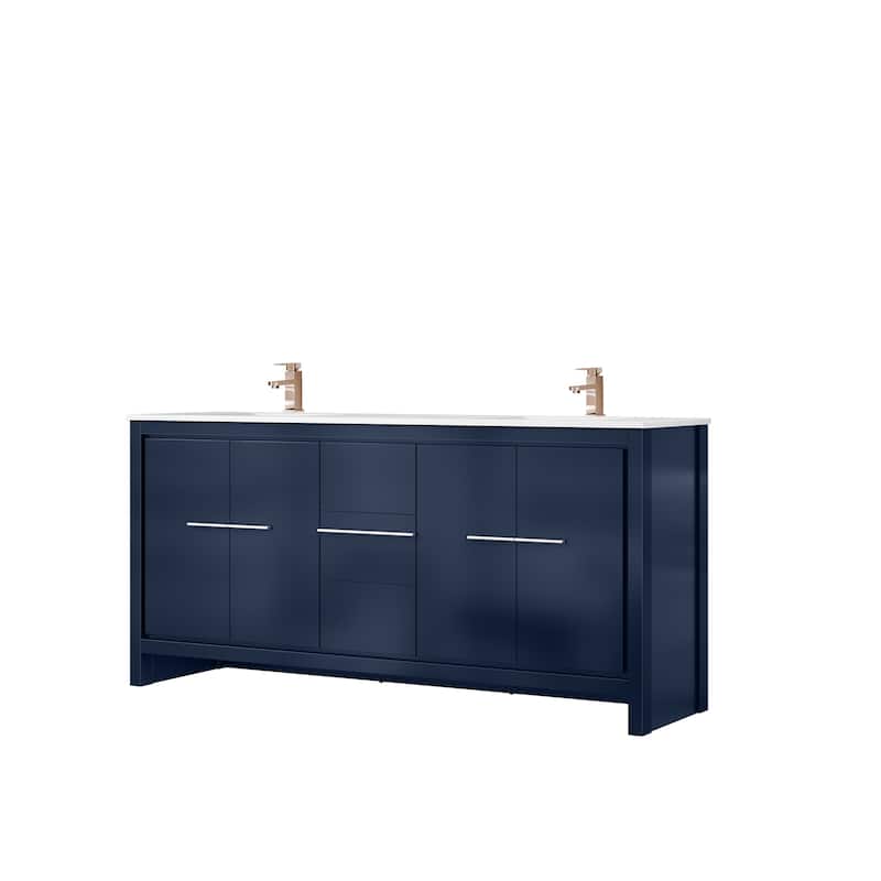 Lafarre Bath Vanity Cultured Marble Top, Sink and Rose Gold Faucet