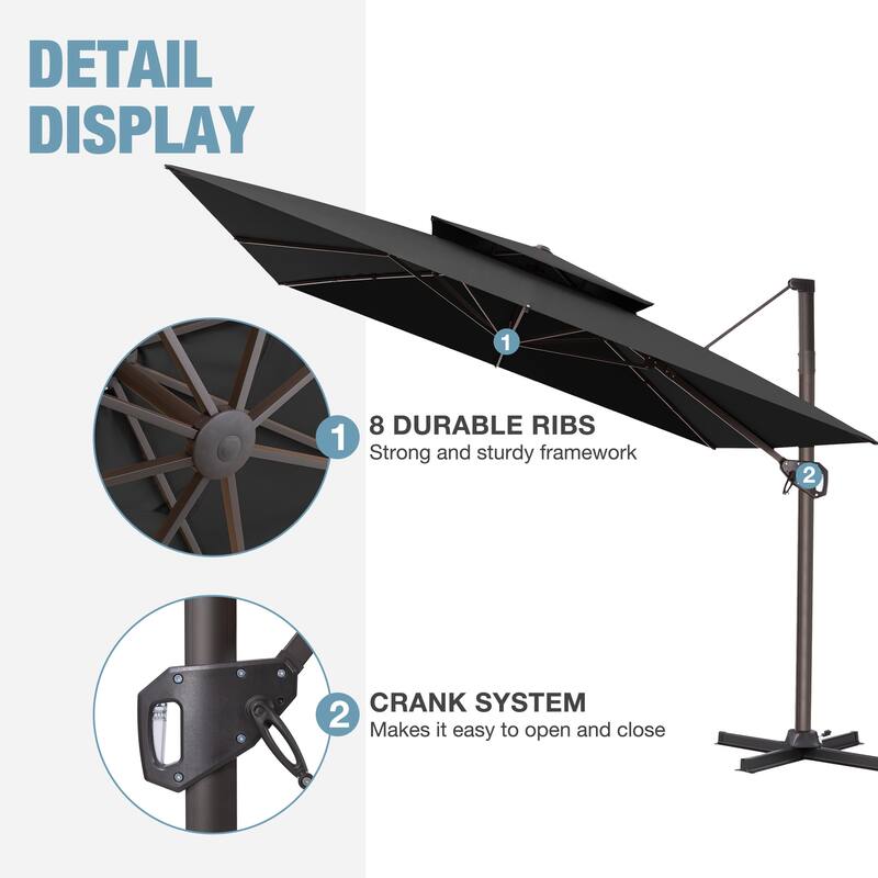 VredHom 10 X 10 ft Square Patio Cantilever-Offset Umbrella