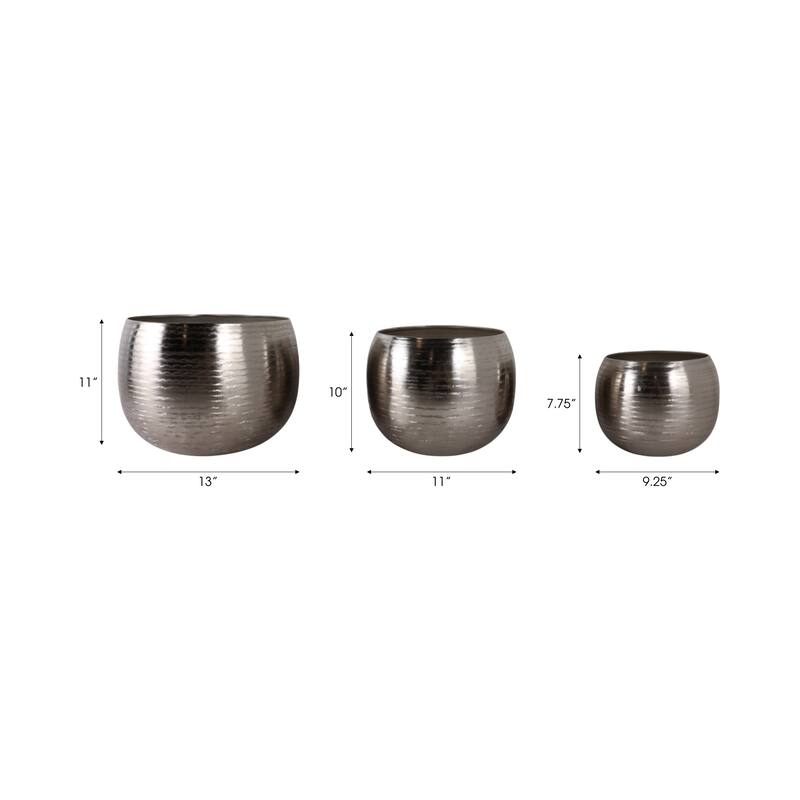 Metal Modern Decorative Planters Garden or Indoor Display (Set of 3) - 14" x 14" x 11"