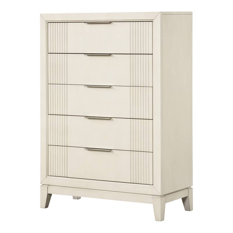 Furniture of America Irwin Antique White Solid Wood 5-Drawer Chest