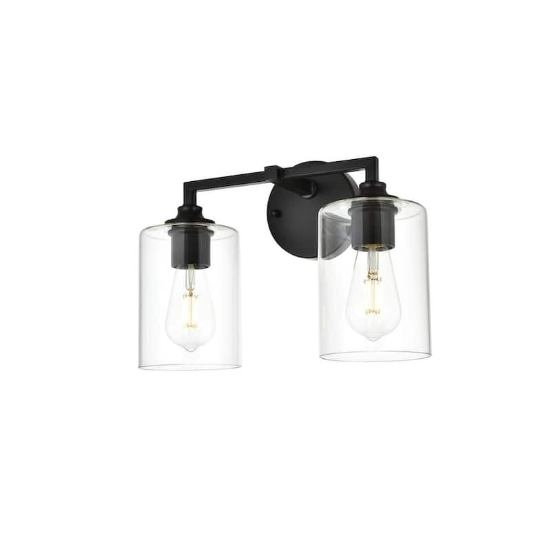 Roman 1 Light Black and Clear Bath Sconce