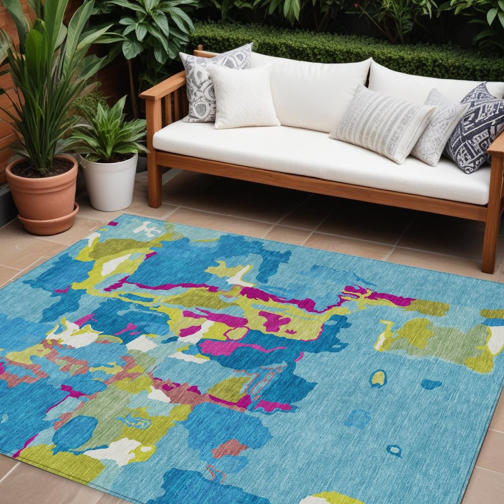 HomeRoots Abstract Transitional Rectangle Outdoor Rug