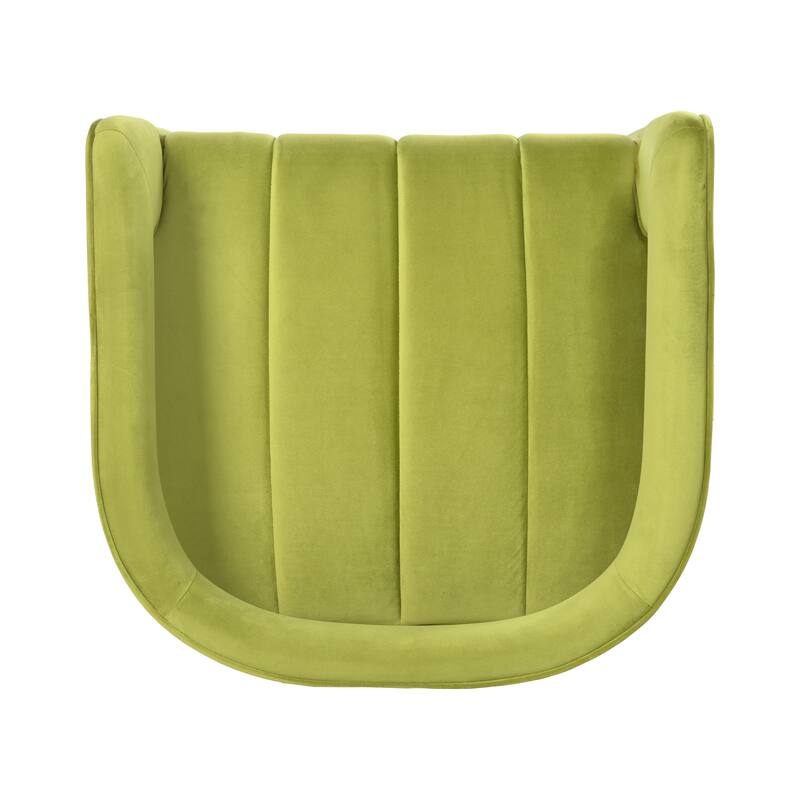 Modern Velvet Accent Chair with Ribbed Detail, Luxury Curved Fully Upholstered Accent Chair