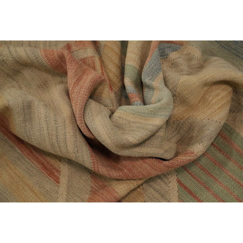 Hand Woven Oriental 100% Wool Carpet Southwestern Tribal Multi-Colored Kilim Area Rug - 9' 1'' X 5' 9''